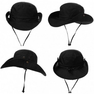 Sun Hats FANCET Fishing Sun Hat Wide Brim for Men Women Nylon Foldable Packable - 00702_black - CT18RUHLYCW $13.70