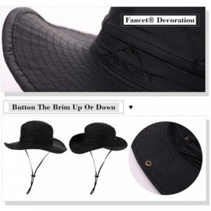 Sun Hats FANCET Fishing Sun Hat Wide Brim for Men Women Nylon Foldable Packable - 00702_black - CT18RUHLYCW $13.70