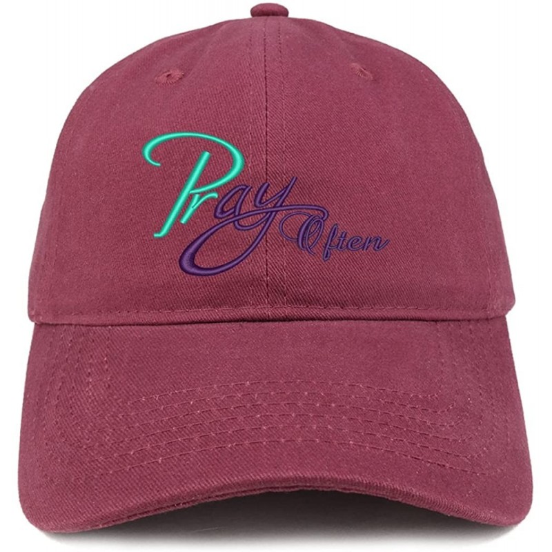 Baseball Caps Pray Often Embroidered Low Profile Brushed Cotton Cap - Maroon - CI188T95KG9 $19.83