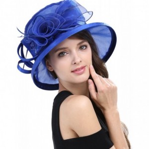 Sun Hats Women Kentucky Derby Horse Race Fascinator Church Fancy Party Top Hat S043 - Blue - C317YU3TSDX $23.40