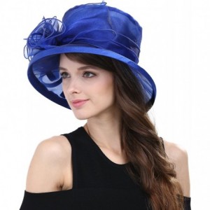 Sun Hats Women Kentucky Derby Horse Race Fascinator Church Fancy Party Top Hat S043 - Blue - C317YU3TSDX $23.40