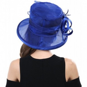 Sun Hats Women Kentucky Derby Horse Race Fascinator Church Fancy Party Top Hat S043 - Blue - C317YU3TSDX $23.40