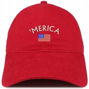 Baseball Caps Merica Small American Flag Embroidered Dad Hat Cotton Baseball Cap - Red - CR12JO1GGM3 $13.76