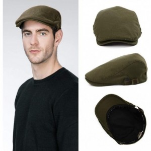 Newsboy Caps Summer Mens Cotton Flat Cap Ivy Gatsby Newsboy Driving Irish Cabbie Golf Hat - 89337olive - C818RHCG9Z4 $13.31