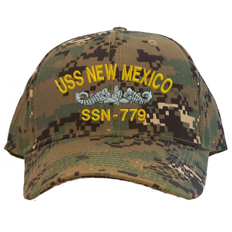 Baseball Caps USS New Mexico SSN-779 Embroidered Baseball Cap - Digital Camo - C711FIQA273 $18.09