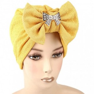 Skullies & Beanies Womens Bowknot Turban Headwear Puggaree - Yellow6 - CG18H04U8WN $12.65