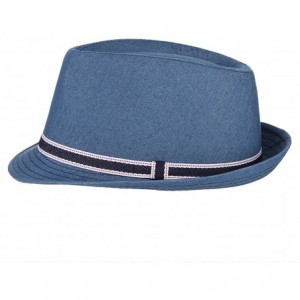 Fedoras Western Cowboy Cowgirl Sun Hat Jazz Cap with Headband - Blue - C118E9SGLC9 $10.68