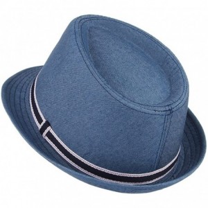 Fedoras Western Cowboy Cowgirl Sun Hat Jazz Cap with Headband - Blue - C118E9SGLC9 $10.68