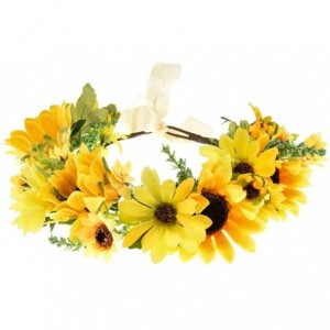 Headbands Sunflower Crown Floral Flower Crown Hair Accessories - A/Yellow Crown - CK193HH9TQQ $15.00