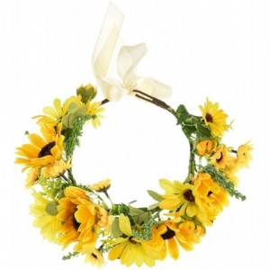 Headbands Sunflower Crown Floral Flower Crown Hair Accessories - A/Yellow Crown - CK193HH9TQQ $15.00