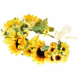 Headbands Sunflower Crown Floral Flower Crown Hair Accessories - A/Yellow Crown - CK193HH9TQQ $15.00