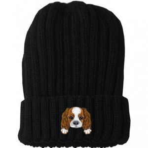 Skullies & Beanies [ Cavalier King Charles Spaniel ] Cute Embroidered Puppy Dog Warm Knit Fleece Winter Beanie Skull Cap - Bl...