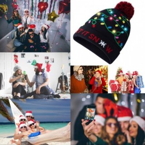 Skullies & Beanies Unisex Ugly LED Christmas Hat Novelty Colorful Light-up Stylish Knitted Sweater Xmas Party Beanie Cap(6 Li...