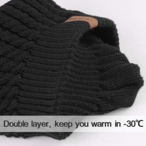 Sun Hats Winter Beanie for Women Warm Knit Bobble Skull Cap Big Fur Pom Pom Hats for Women - 02- Black With Raccoon Pom - CD1...