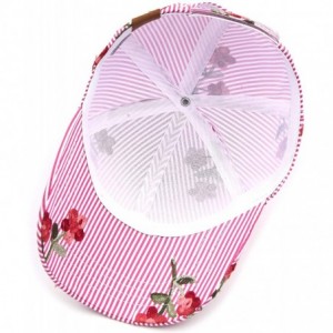 Baseball Caps Hatsandscarf Exclusives Oriental Flower Geometric Pattern Baseball Cap (BA-740-1) - Poplin-pink - CZ18R2EN8Q8 $...