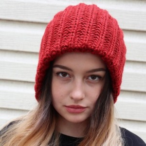 Skullies & Beanies Slouchy Beanie Oversized Warm Winter Dreadlock Hat for Women Knit Beanie for Men - Terracotta - CY18ZH5CO5...