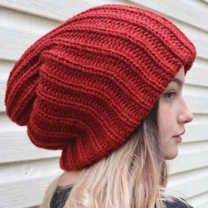 Skullies & Beanies Slouchy Beanie Oversized Warm Winter Dreadlock Hat for Women Knit Beanie for Men - Terracotta - CY18ZH5CO5...