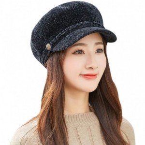 Berets Women Winter Warm Knit Hat Wool Snow Ski Beret Baggy Beanie Slouch Caps - Black - CF18LU05G5Y $19.43