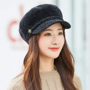 Berets Women Winter Warm Knit Hat Wool Snow Ski Beret Baggy Beanie Slouch Caps - Black - CF18LU05G5Y $9.24