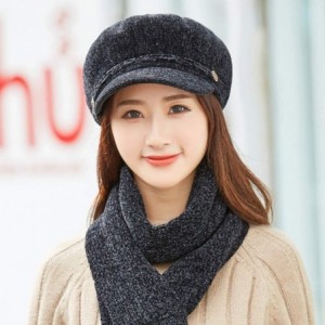 Berets Women Winter Warm Knit Hat Wool Snow Ski Beret Baggy Beanie Slouch Caps - Black - CF18LU05G5Y $9.24
