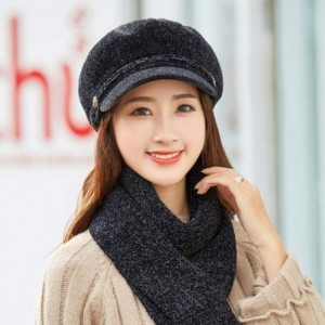 Berets Women Winter Warm Knit Hat Wool Snow Ski Beret Baggy Beanie Slouch Caps - Black - CF18LU05G5Y $9.24