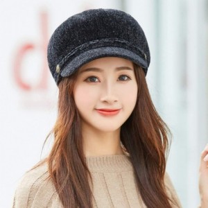 Berets Women Winter Warm Knit Hat Wool Snow Ski Beret Baggy Beanie Slouch Caps - Black - CF18LU05G5Y $9.24