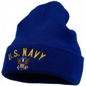 Skullies & Beanies US Navy Logo Embroidered Long Beanie - Royal - CN11USNFZZV $20.98