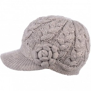 Skullies & Beanies Womens Winter Visor Cap Beanie Hat Wool Blend Lined Crochet Decoration - Beige Flower - C512O35C2HN $13.79