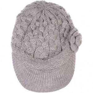 Skullies & Beanies Womens Winter Visor Cap Beanie Hat Wool Blend Lined Crochet Decoration - Beige Flower - C512O35C2HN $13.79