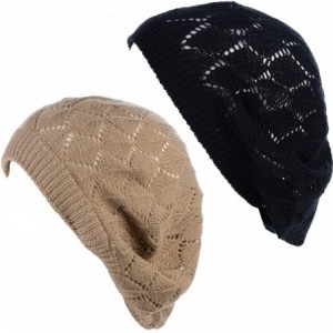 Berets Womens Lightweight Cut Out Knit Beanie Beret Cap Crochet Hat - Many Styles - 2681bkdkbge - C61954LT2KK $31.22