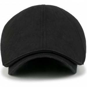 Newsboy Caps Washed Cotton Flat Cap Cabbie Hat Gatsby Ivy Irish Hunting Newsboy Stretch Big Hat - Black - C4119BSJWIZ $43.04