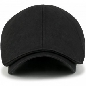 Newsboy Caps Washed Cotton Flat Cap Cabbie Hat Gatsby Ivy Irish Hunting Newsboy Stretch Big Hat - Black - C4119BSJWIZ $22.38