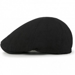 Newsboy Caps Washed Cotton Flat Cap Cabbie Hat Gatsby Ivy Irish Hunting Newsboy Stretch Big Hat - Black - C4119BSJWIZ $22.38