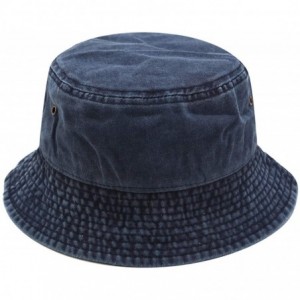 Bucket Hats Unisex 100% Cotton Bucket Hat Retro Packable Sun hat for Men Women - Dark Blue - C118XQYA3SU $15.31