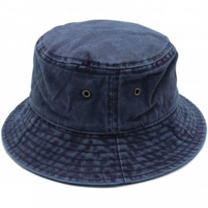 Bucket Hats Unisex 100% Cotton Bucket Hat Retro Packable Sun hat for Men Women - Dark Blue - C118XQYA3SU $15.31