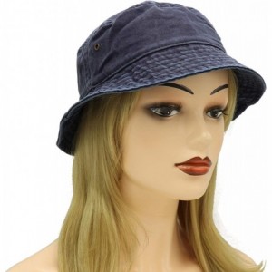 Bucket Hats Unisex 100% Cotton Bucket Hat Retro Packable Sun hat for Men Women - Dark Blue - C118XQYA3SU $15.31