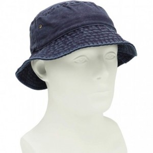 Bucket Hats Unisex 100% Cotton Bucket Hat Retro Packable Sun hat for Men Women - Dark Blue - C118XQYA3SU $15.31