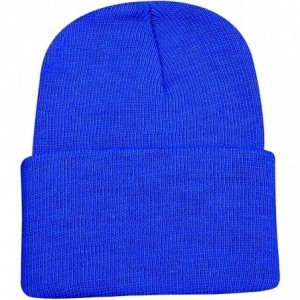 Baseball Caps Knit Watch Cap with Cuff - Royal - CY114XXWNN9 $8.85