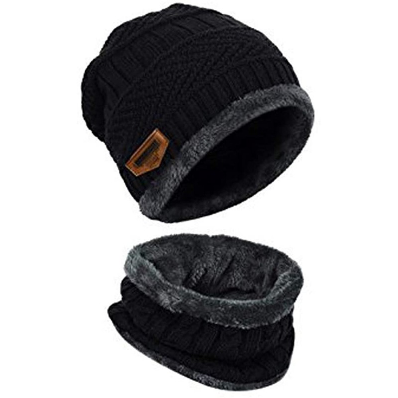 Skullies & Beanies Winter Knitting Beanie Toboggan winter - Black - CS1887KGINN $9.15