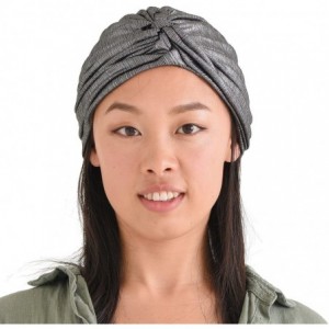 Skullies & Beanies Womens Fortune Teller Turban - Metallic Afro Accessory Headwrap Hair Chemo Hat - Silver - CG188A28HTA $12.31