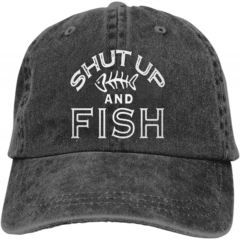 Baseball Caps Shut UP Fish Classic Vintage Jeans Baseball Cap Adjustable Dad Hat for Women and Men - Black - CK18NS35YKW $10.00