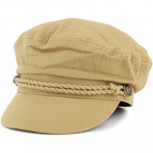 Newsboy Caps Cotton Herringbone Texture Newsboy Greek Fisherman Hat - Tan - CJ18GDX3C74 $22.73