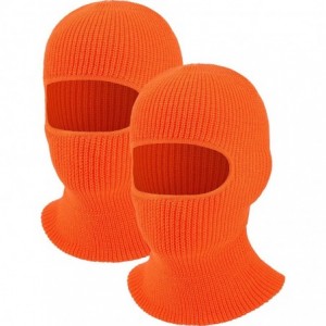 Balaclavas 2 Pieces 1-Hole Ski Mask Knitted Face Cover Winter Balaclava Full Face Mask for Winter Outdoor Sports - Orange - C...