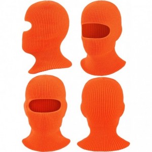 Balaclavas 2 Pieces 1-Hole Ski Mask Knitted Face Cover Winter Balaclava Full Face Mask for Winter Outdoor Sports - Orange - C...