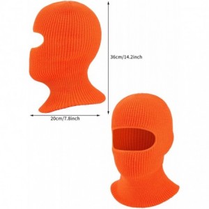 Balaclavas 2 Pieces 1-Hole Ski Mask Knitted Face Cover Winter Balaclava Full Face Mask for Winter Outdoor Sports - Orange - C...