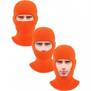 Balaclavas 2 Pieces 1-Hole Ski Mask Knitted Face Cover Winter Balaclava Full Face Mask for Winter Outdoor Sports - Orange - C...