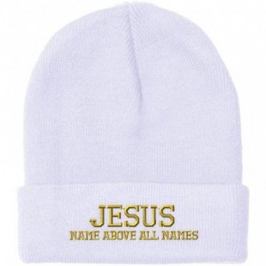 Skullies & Beanies Custom Beanie for Men & Women Jesus Name Above All Embroidery Skull Cap Hat - White - CA18ZWO6ZES $28.61