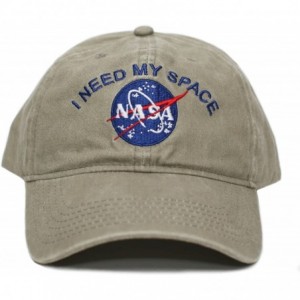 Baseball Caps NASA I Need My Space Pigment Dye Embroidered Hat Cap Unisex Adult Multi - Khaki - CF188636WD3 $30.15