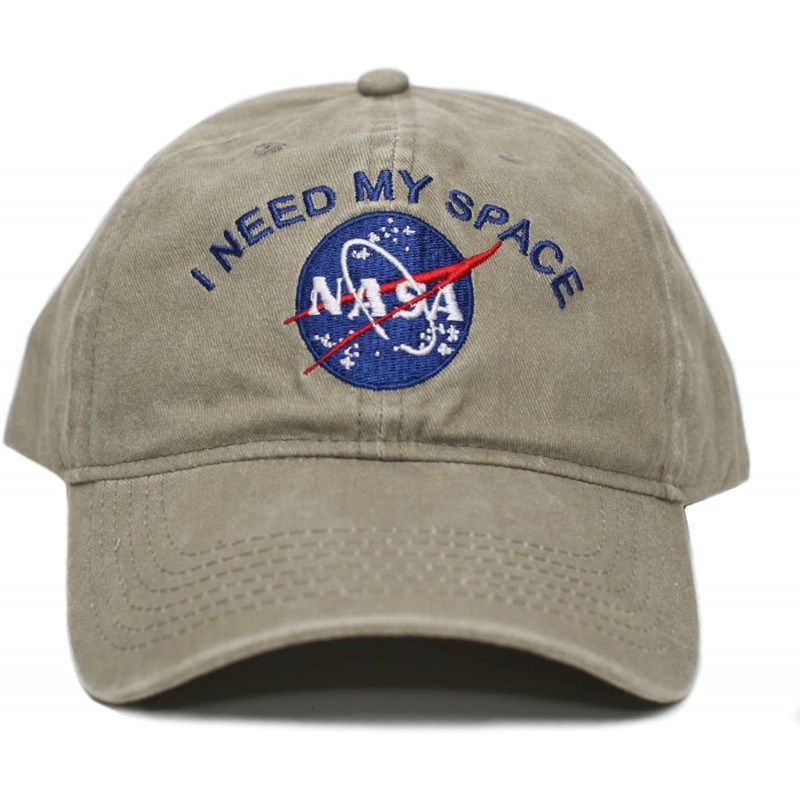 Baseball Caps NASA I Need My Space Pigment Dye Embroidered Hat Cap Unisex Adult Multi - Khaki - CF188636WD3 $15.87