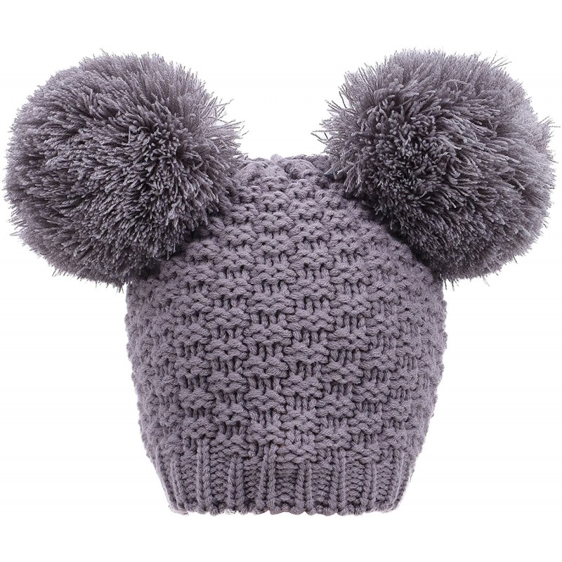 Skullies & Beanies Women Knit Pompom Mickey Ears Warm Winter Beanie Hat - Grey - C818I9C6444 $13.36
